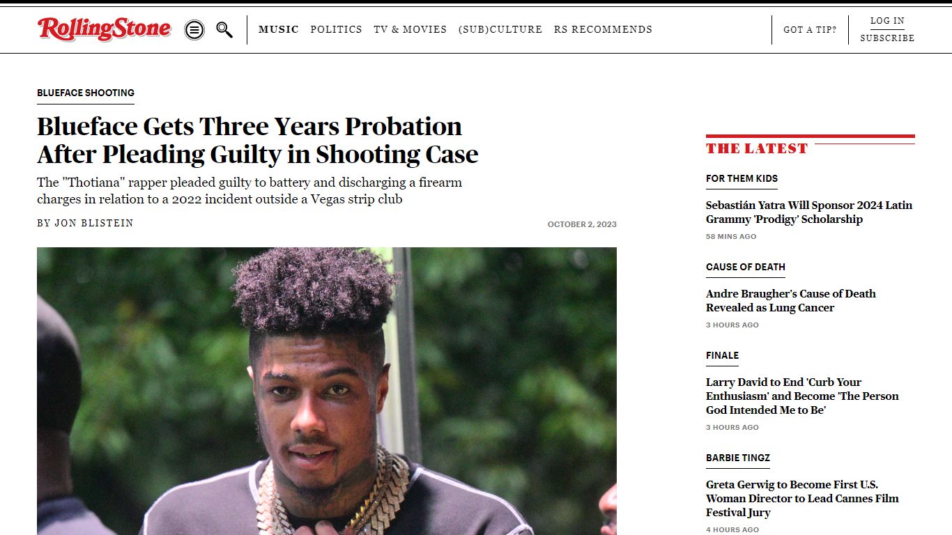 Blueface Sentenced to Three Years Probation for Shooting Incident